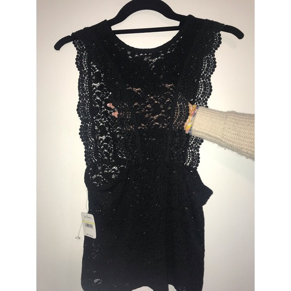 Free people black lace tank top. - Picture 3 of 5